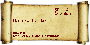 Balika Lantos névjegykártya